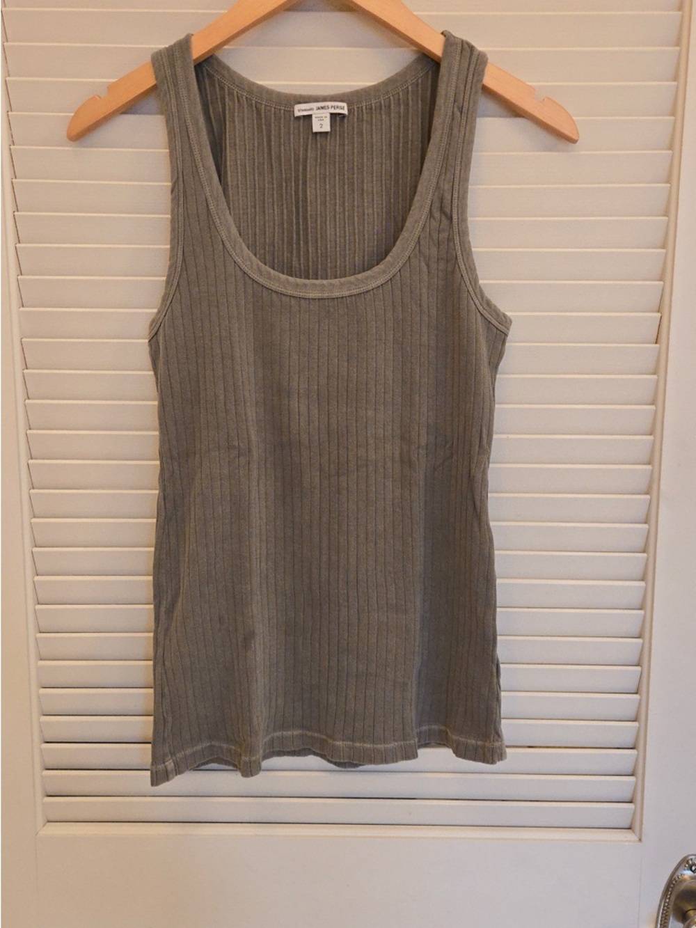 James Perse Grey Ribbed Scoop Tank